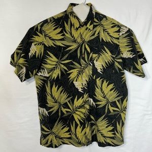 Men's Large Caribbean Palm Leaf Hawaiian Short Button Down Sleeve Shirt